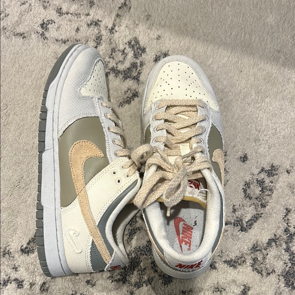Nike Dunk Sneakers with Cream and Gray Accents